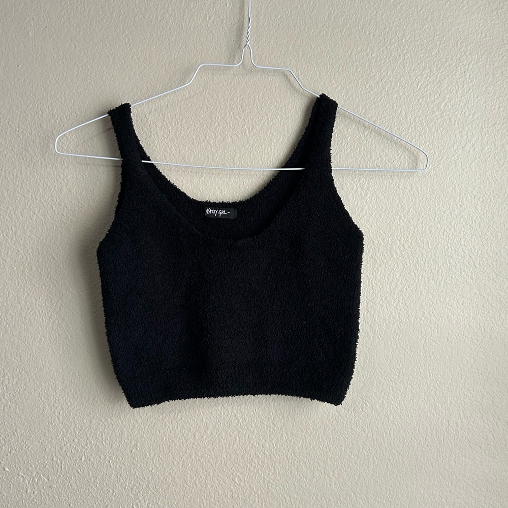 Nasty Gal Black Fitted Crop Tank Top